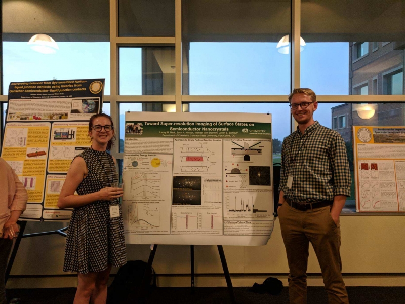 Lacey and Michael with their poster on Super-res imaging techniques with Quantum dots and Nanoparticles